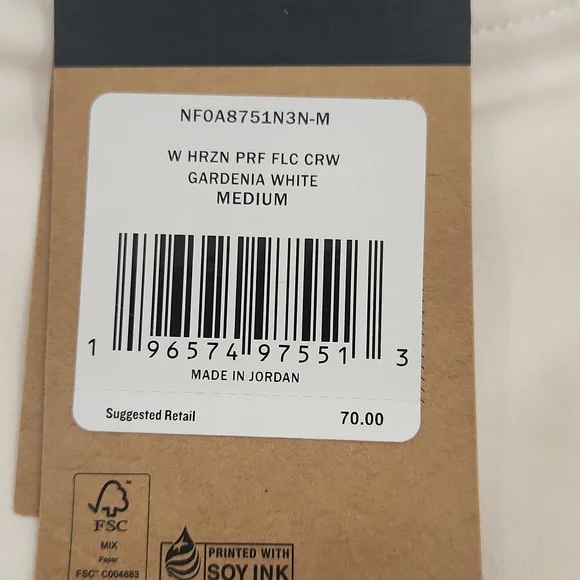 North Face Crop Horizon Performance Crew Sweatshirt. Gardenia White. Size M - Picture 7 of 11